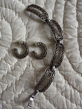 New Listing Brighton gold/silver tone linked bracelet with matching hoops.
